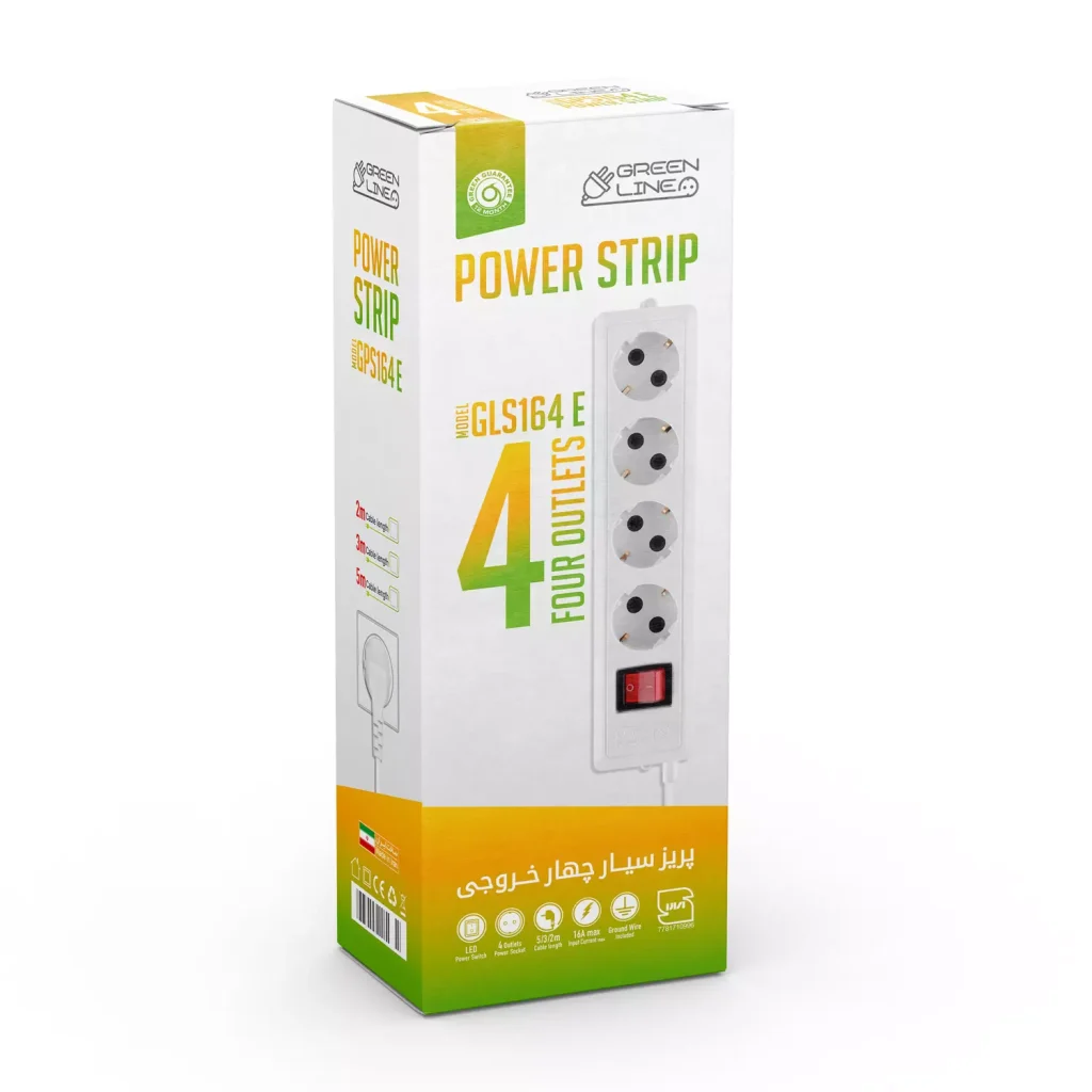جعبه پریز سیار 4راهی GLS164E برند GREEN