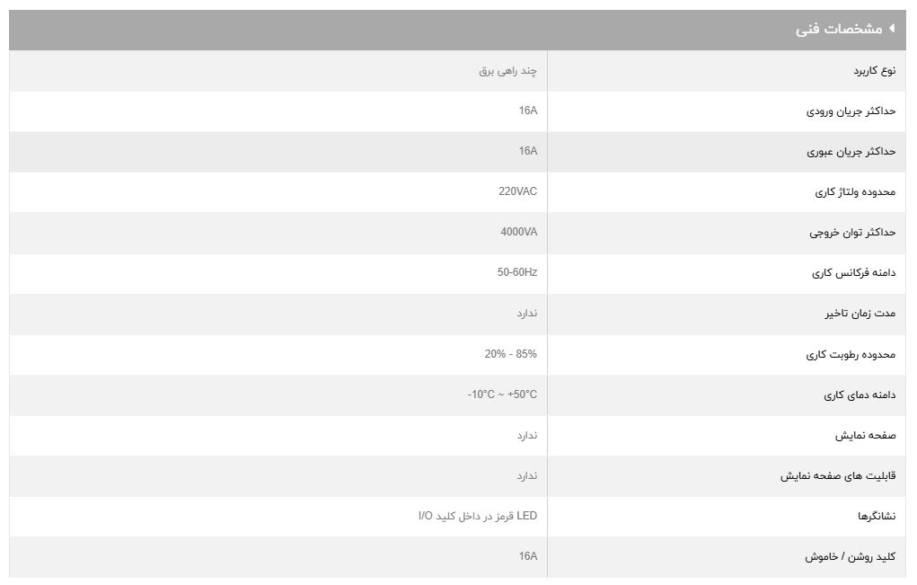 مشخصات فنی پریز سیار 4راهی GLS164E برند GREEN