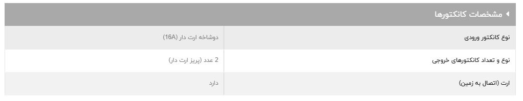 مشخصات کانکتور محافظ برق پکیج GLP162