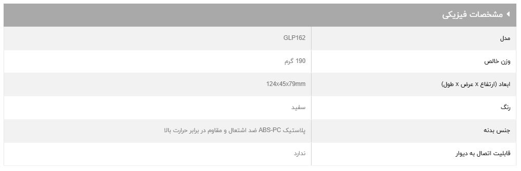 ویژگی های محافظ برق پکیج GLP162