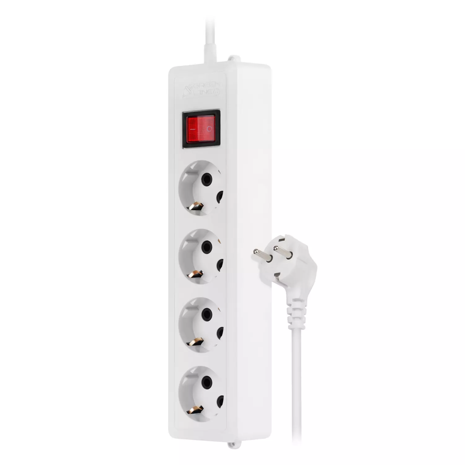 پریز سیار 4راهی GLS164E برند GREEN از نمای سه رخ با سیم