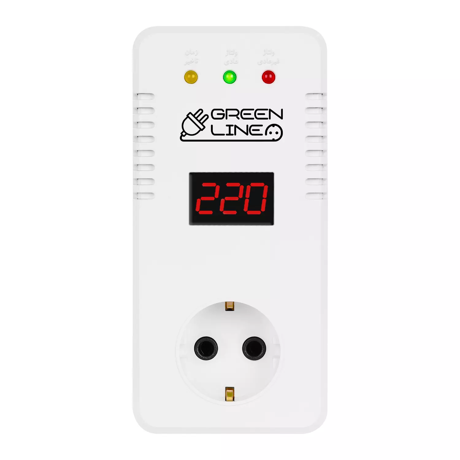 محافظ ولتاژ دیجیتال کولرگازی GLP161D برند GREEN از نمای روبرو